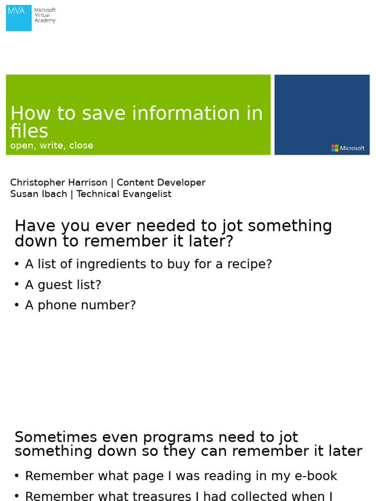 11 How To Save Information in Files | PDF | Computer File | Filename