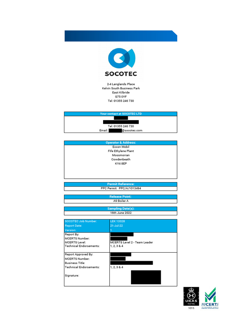 Fep Boiler A 22h1 Redacted | PDF | Air Pollution | Gases