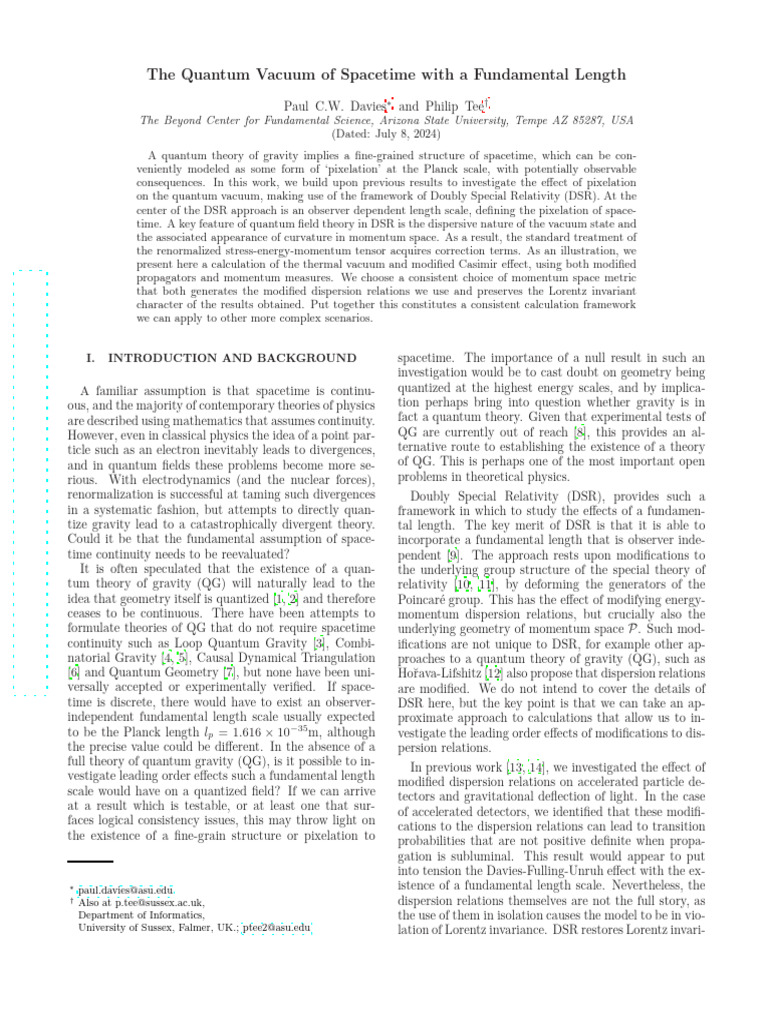 Quantum Vacuum and Spacetime Pixelation | PDF | Quantum Gravity | Spacetime
