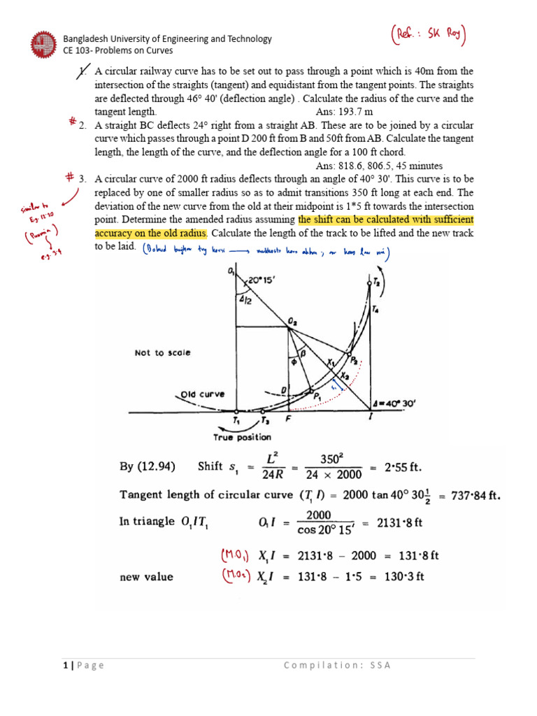 Sample Problems On Curve Ranging | PDF | Angle | Tangent