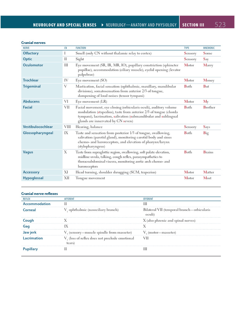 Cranial Nerves: Functions and Reflexes | PDF | Human Anatomy | Nervous ...