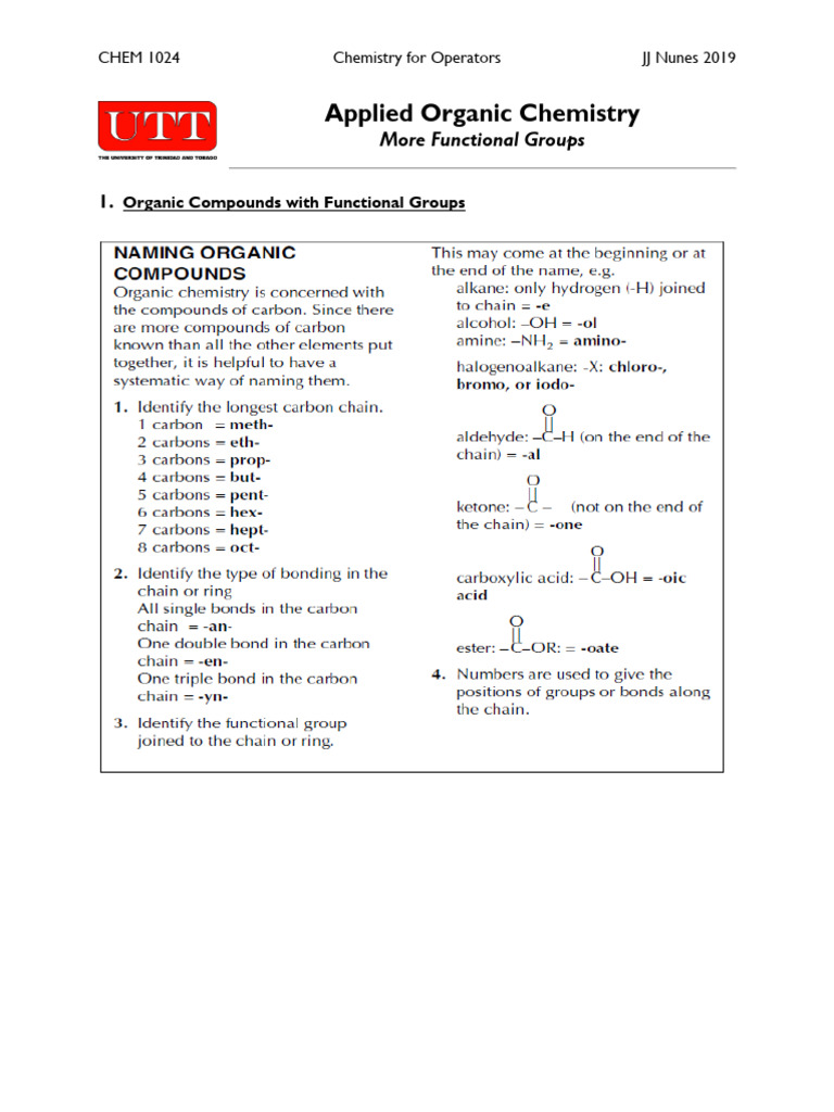 Functional Groups in Organic Chemistry | PDF | Isomer | Amine