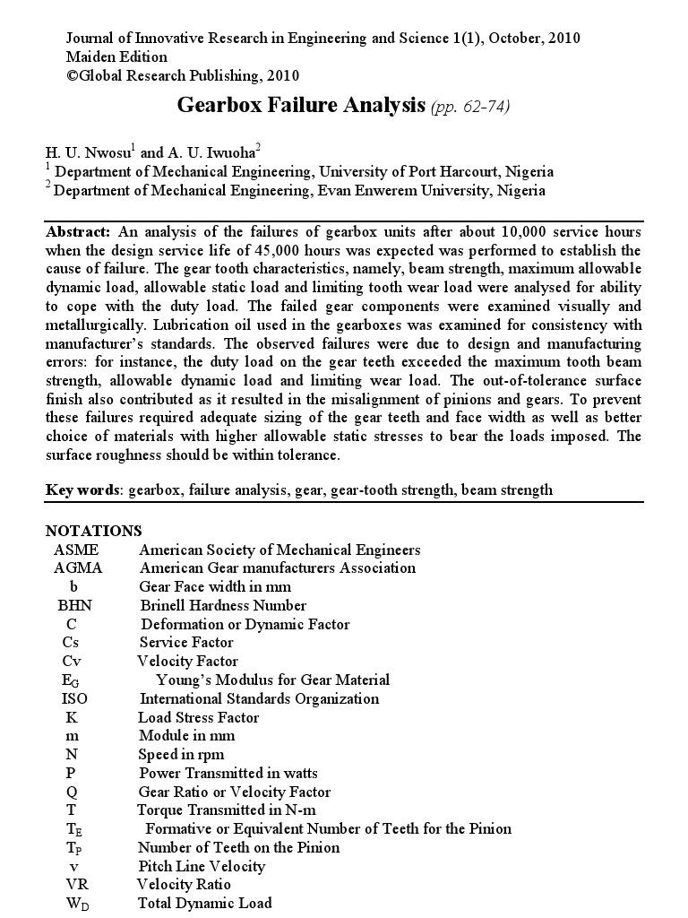 Gearbox Failure Analysis PDF