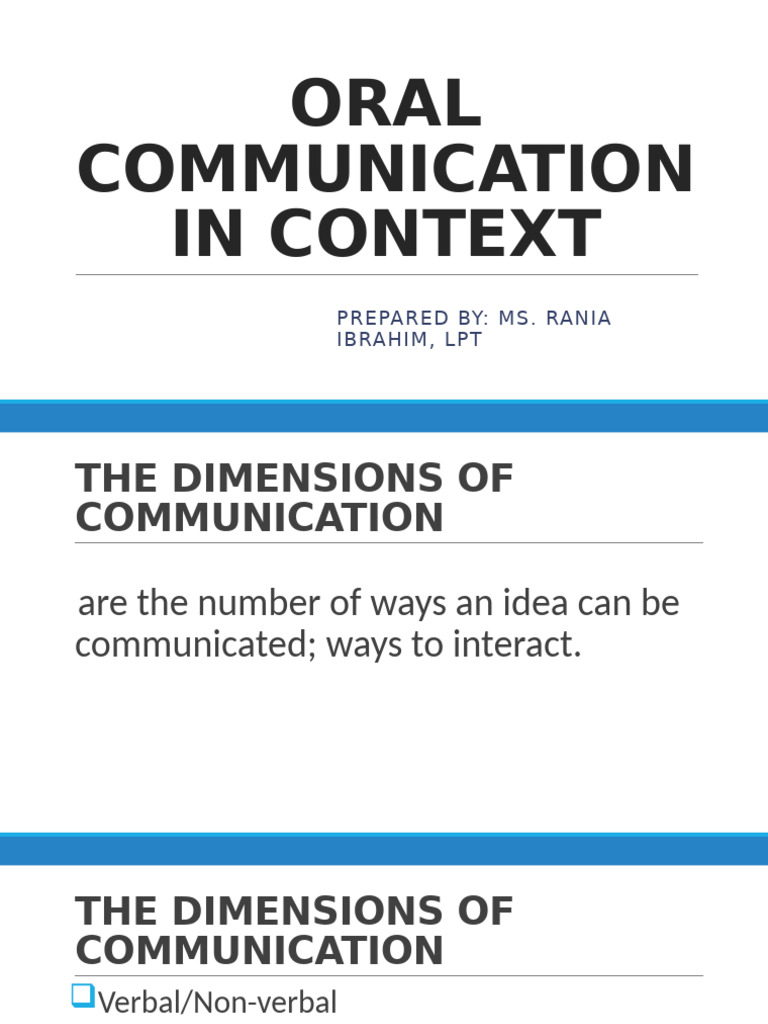 Dimensions of Oral Communication | PDF