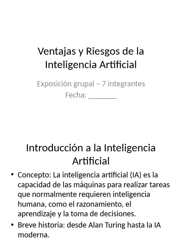 Ventajas y Riesgos de la IA | PDF