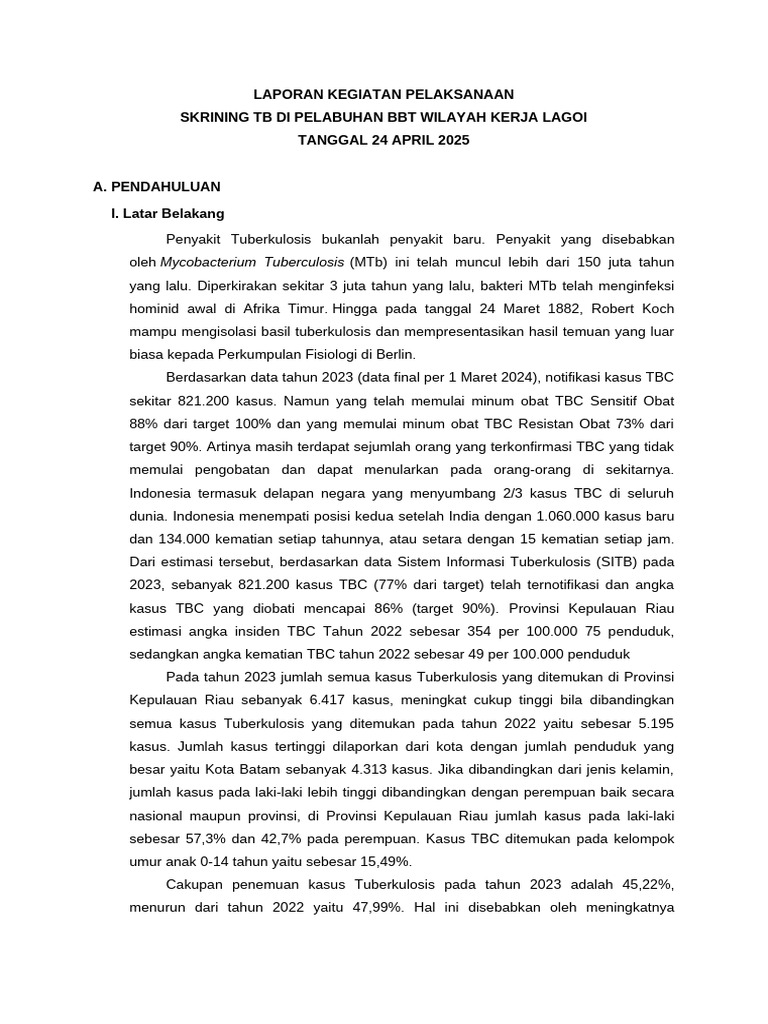 Skrining TB di Pelabuhan Lagoi 2025 | PDF