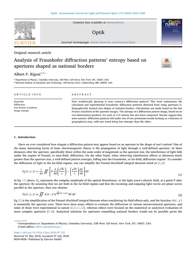 IGN-1 Analysis of Fraunhofer Diffraction Patterns' Entropy Based On ...