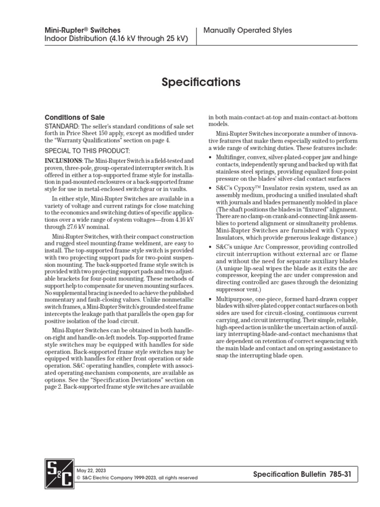 Mini-Rupter® Switches - Indoor Distribution (4.16 KV Through 25 KV ...
