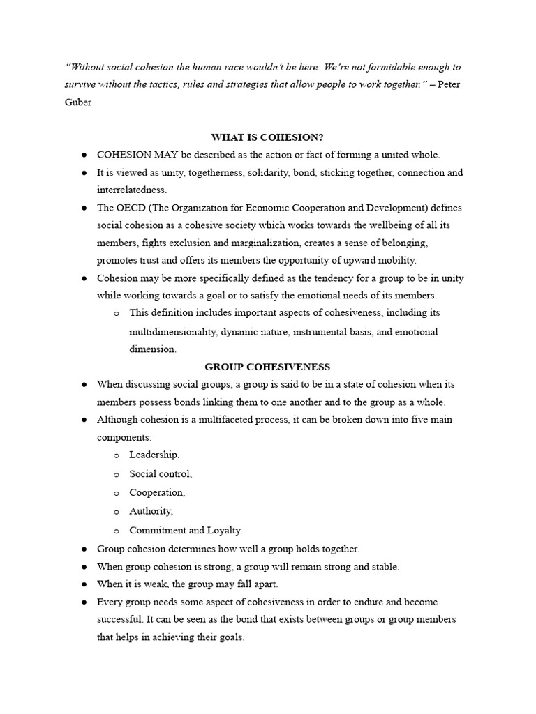 Understanding Group Cohesion Dynamics | PDF | Group Cohesiveness ...