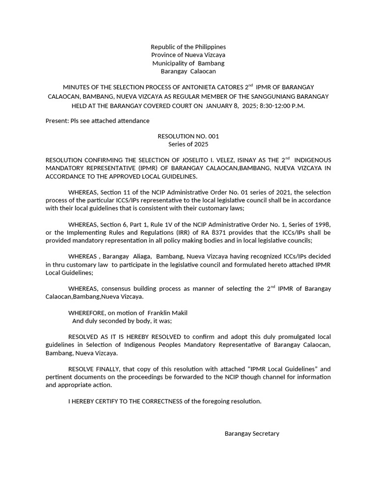 Community Resolution Calaocan | PDF