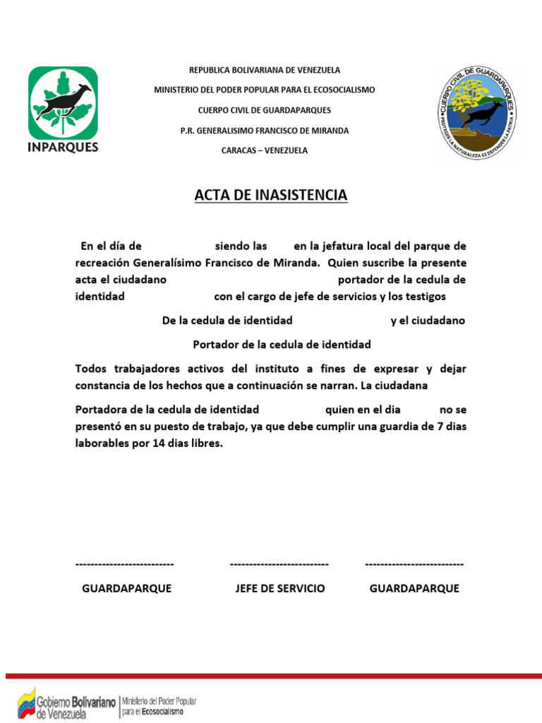Modelo de Acta de Inasistencia Laboral | PDF