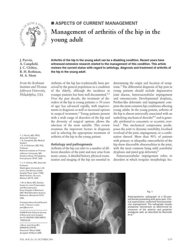 Managing Hip Arthritis in Young Adults | PDF | Arthritis | Medical ...