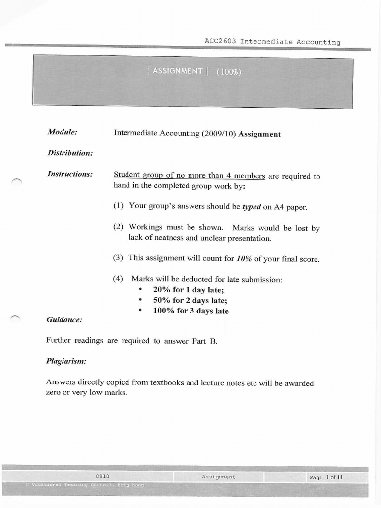 2009-10 Intermediate Account Assignment | PDF