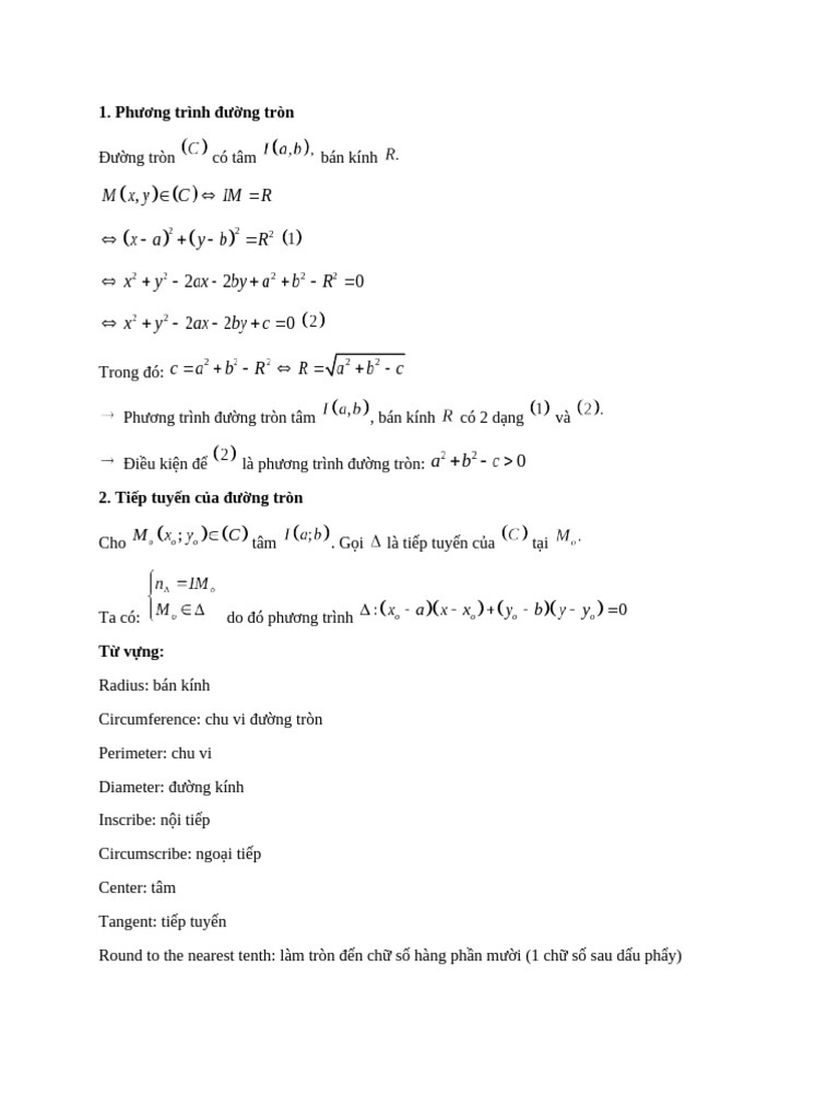 Circle Equation | PDF