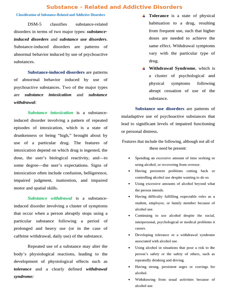 Substance - Related and Addictive Disorders | PDF | Opioid | Mental ...