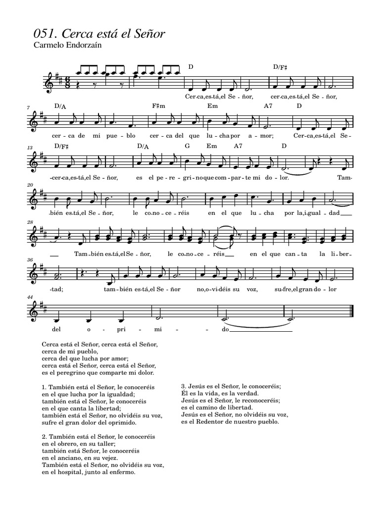 Cerca está el Señor: Letra y Mensaje | PDF