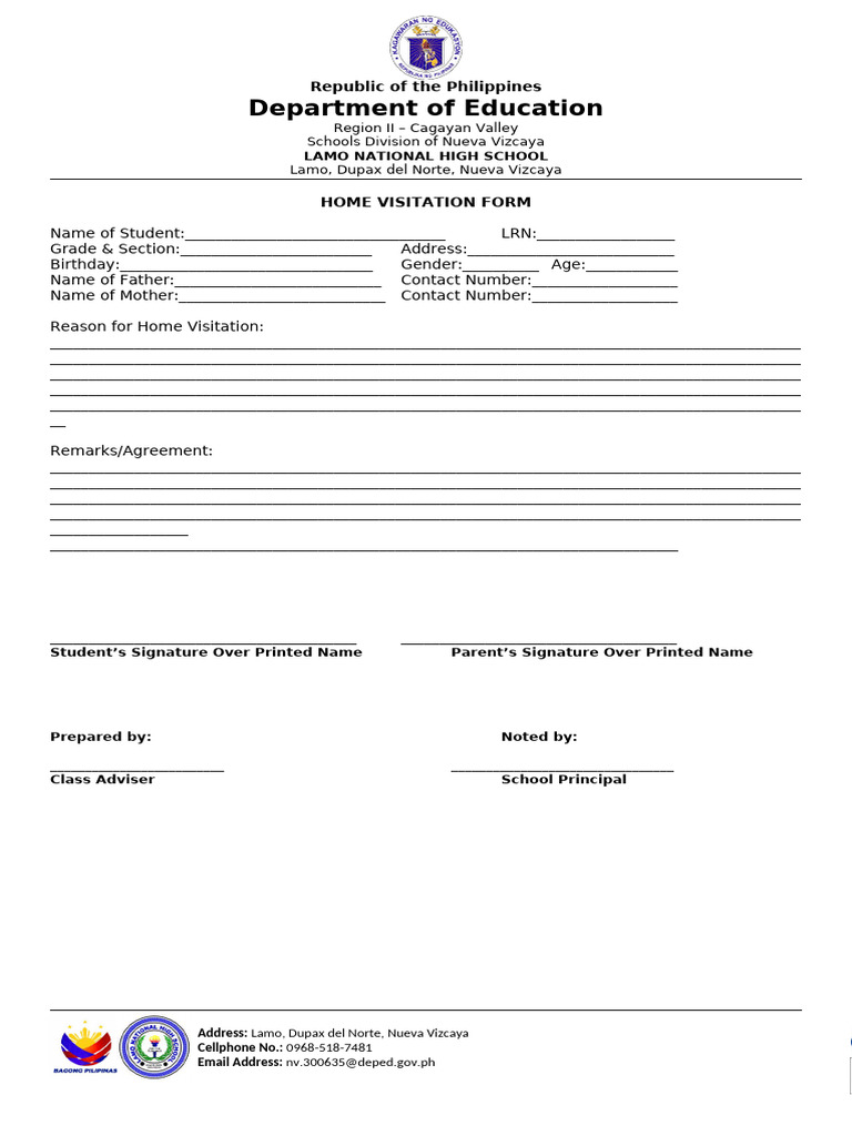 Lamo National High School Forms | PDF | Behavioural Sciences