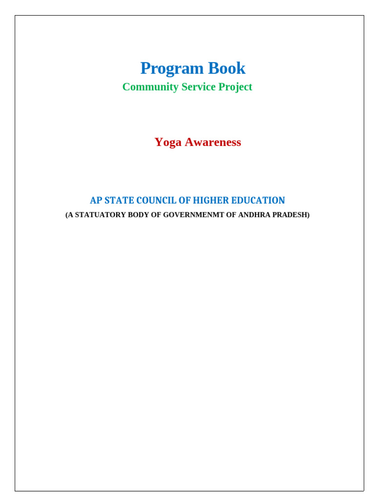 Program Book: Yoga Awareness | PDF | Asana | Yoga