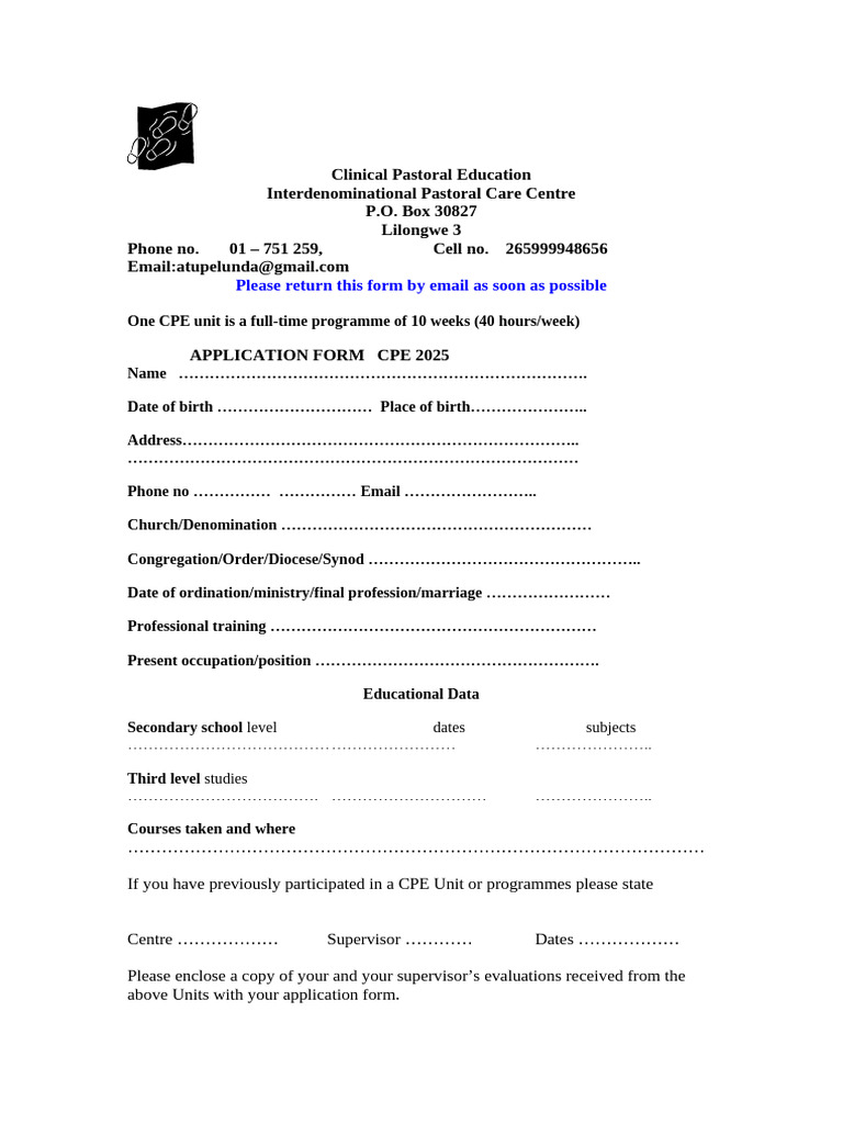 CPE Application Form 2025 | PDF