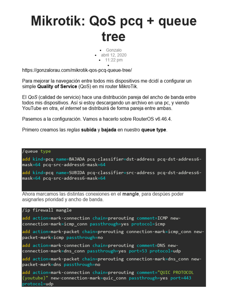 2021 - Mikrotik Qos PCQ Queue Tree | PDF | Calidad de servicio | Red de ...