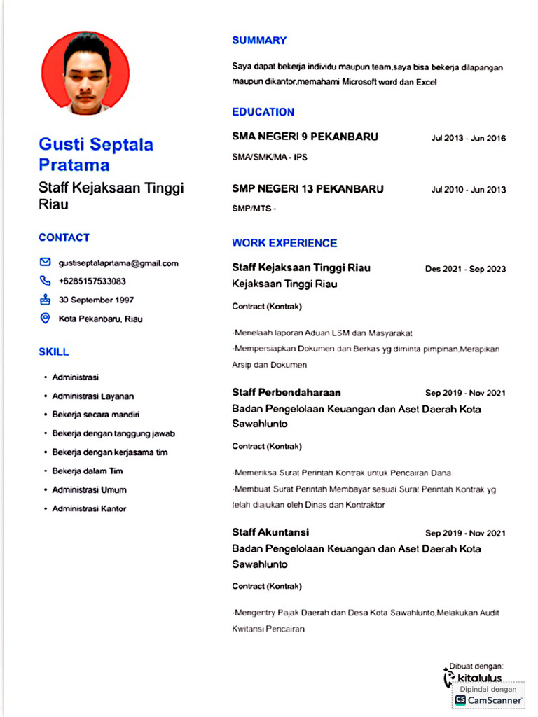 CV Dan Dokumen Pendukung Lainnya | PDF