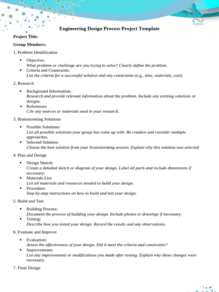 Engineering Design Process Template | PDF | Filtration | Water