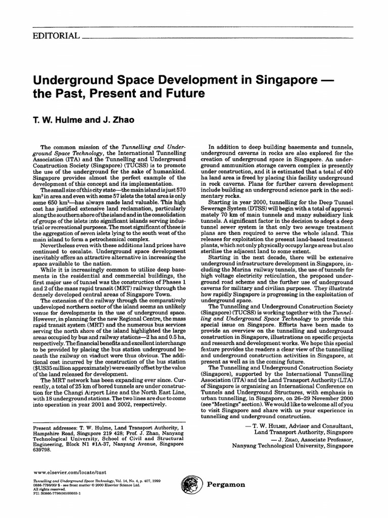Underground Space Development in Singapore | PDF | Rapid Transit ...