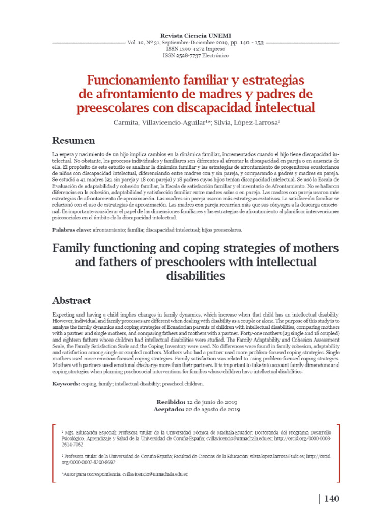 View of FAMILY FUNCTIONING AND COPING STRATEGIES OF MOTHERS AND FATHERS ...