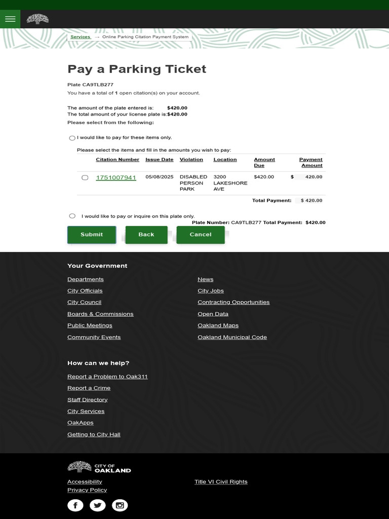 Oakland Parking Ticket Payment System PDF