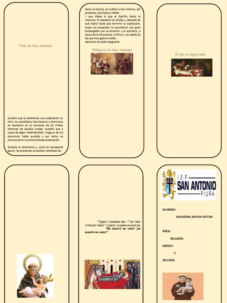 Vida y milagros de San Antonio de Padua | PDF | Santo