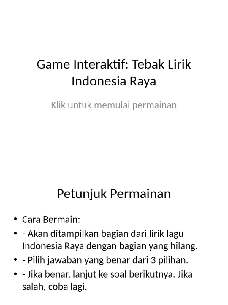 Tebak Lirik Indonesia Raya Updated | PDF
