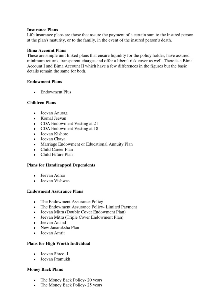 Insurance Plans | PDF | Pension | Mortgage Loan