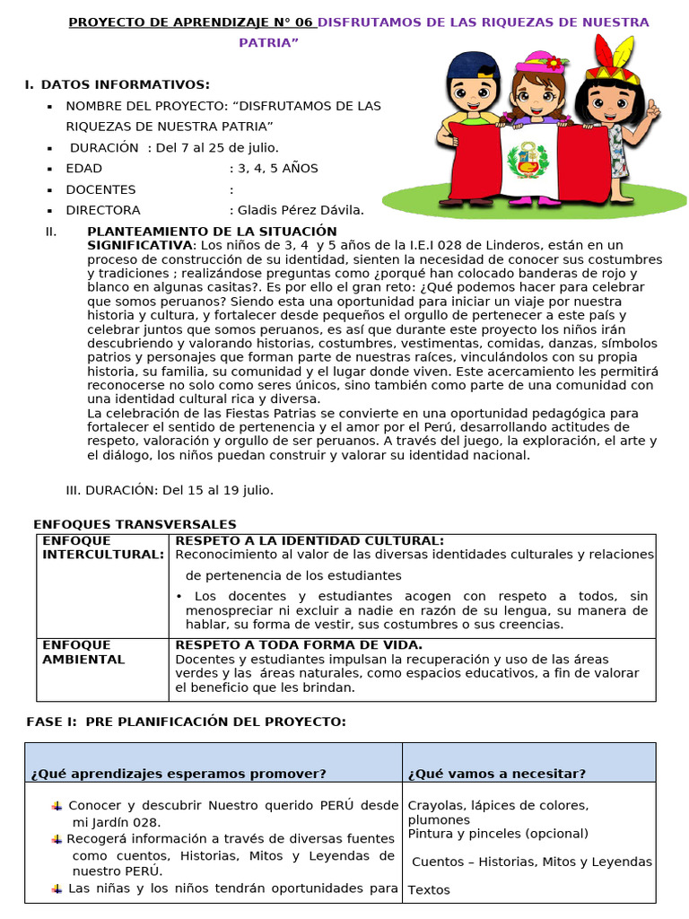 Proyecto de Aprendizaje Julio para Maestras 028 | PDF | Perú | Bailes