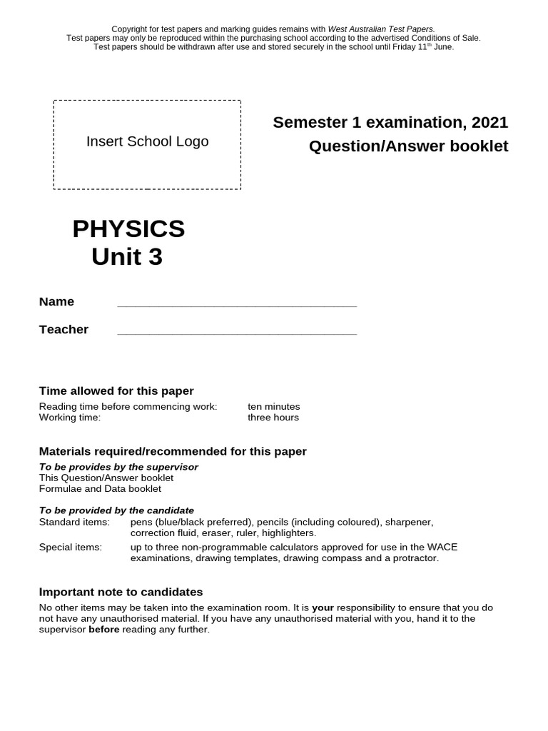 2021 Physics Unit 3 Exam | PDF | Transformer | Force