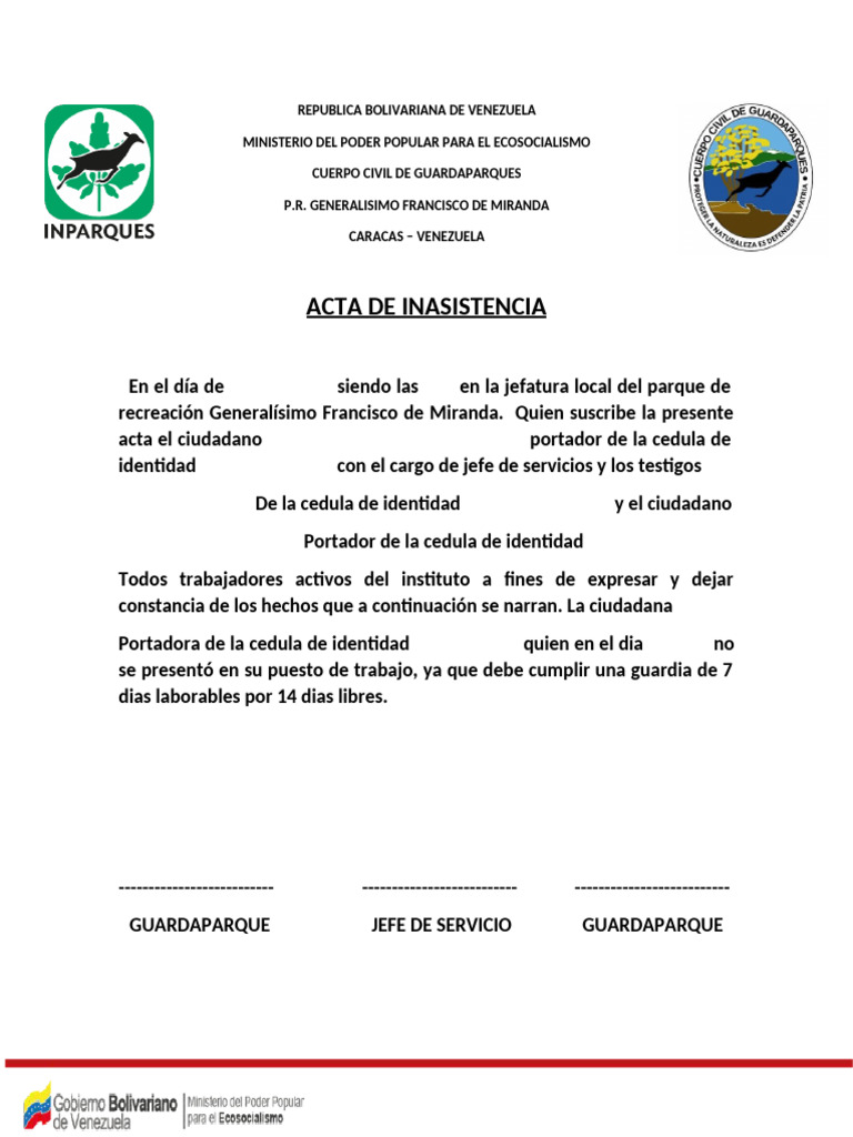 Acta de Inasistencia Laboral | PDF