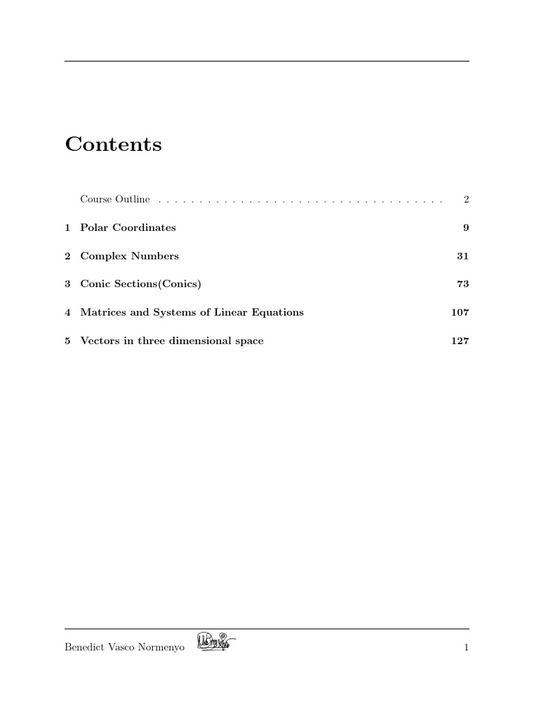 Math 126 Notes | PDF | Coordinate System | Matrix (Mathematics)