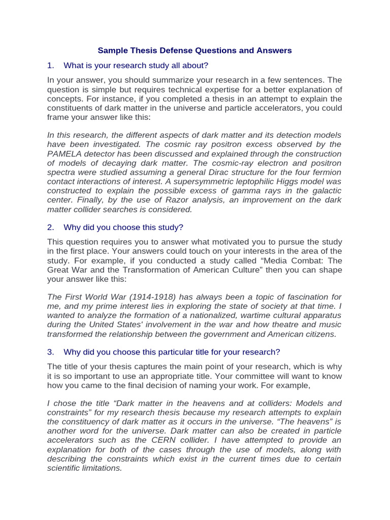 Thesis Defense Q&A Guide | PDF | Cosmic Ray | Matter
