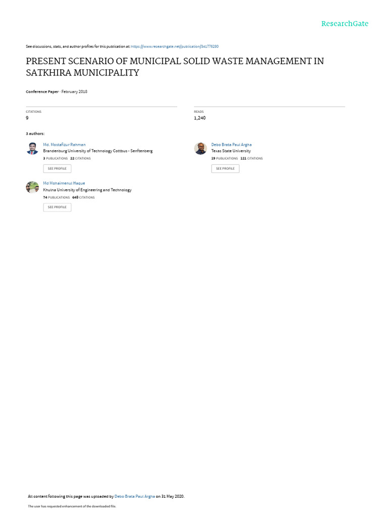 Solid Waste Management in Satkhira | PDF | Waste | Waste Management