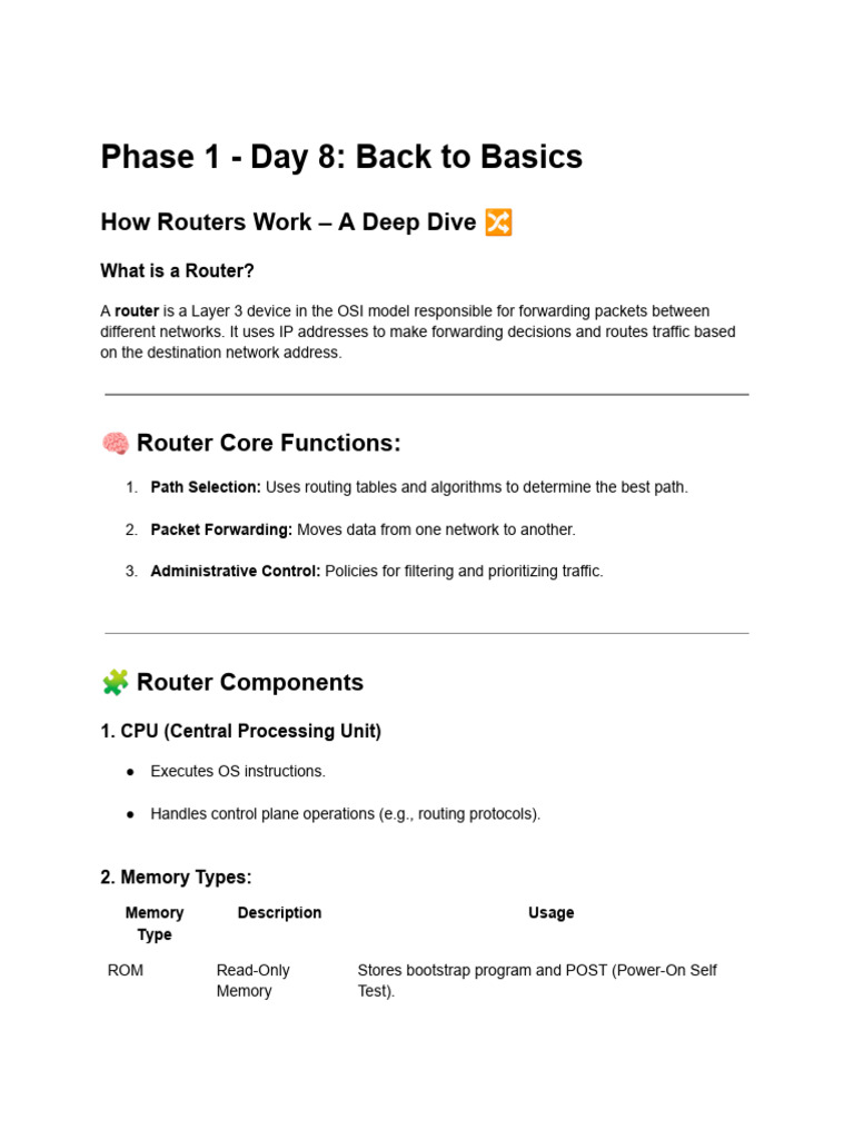 Understanding Router Fundamentals | PDF | Router (Computing) | Computer ...