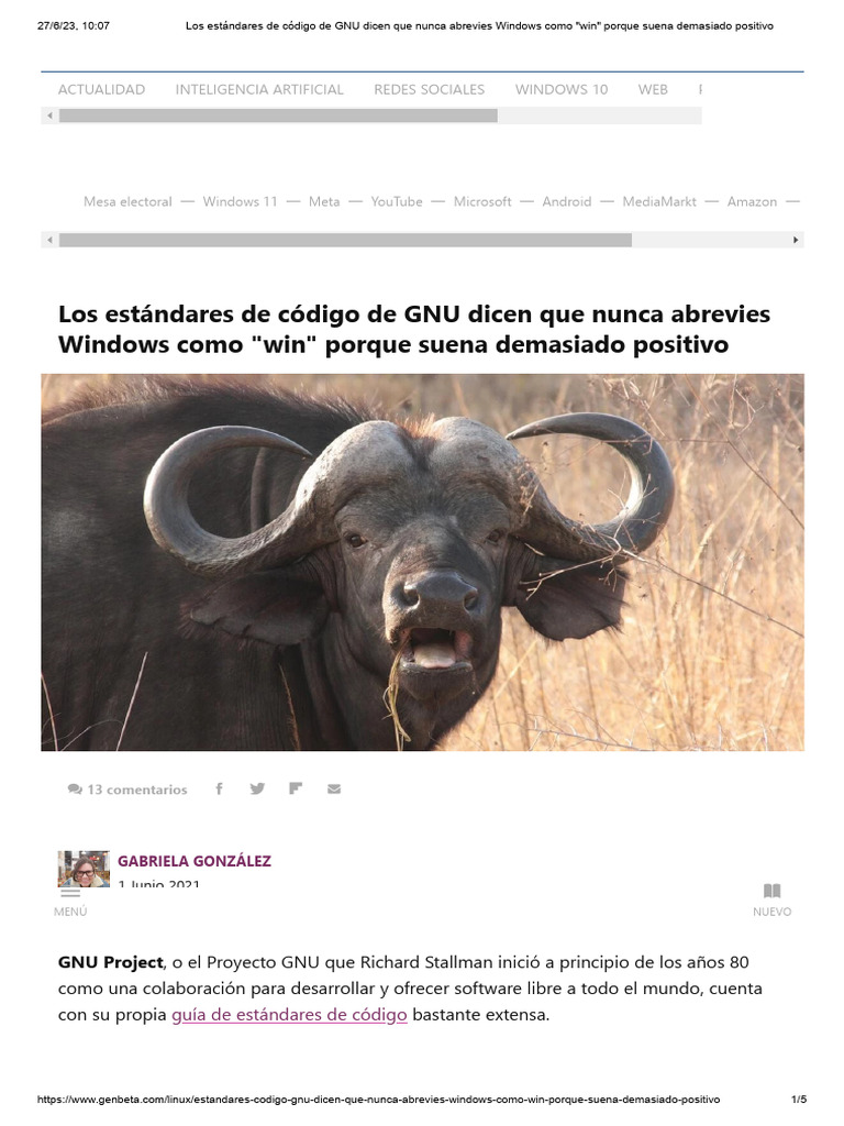 Los Estándares de Código de GNU Dicen Que Nunca Abrevies Windows Como ...