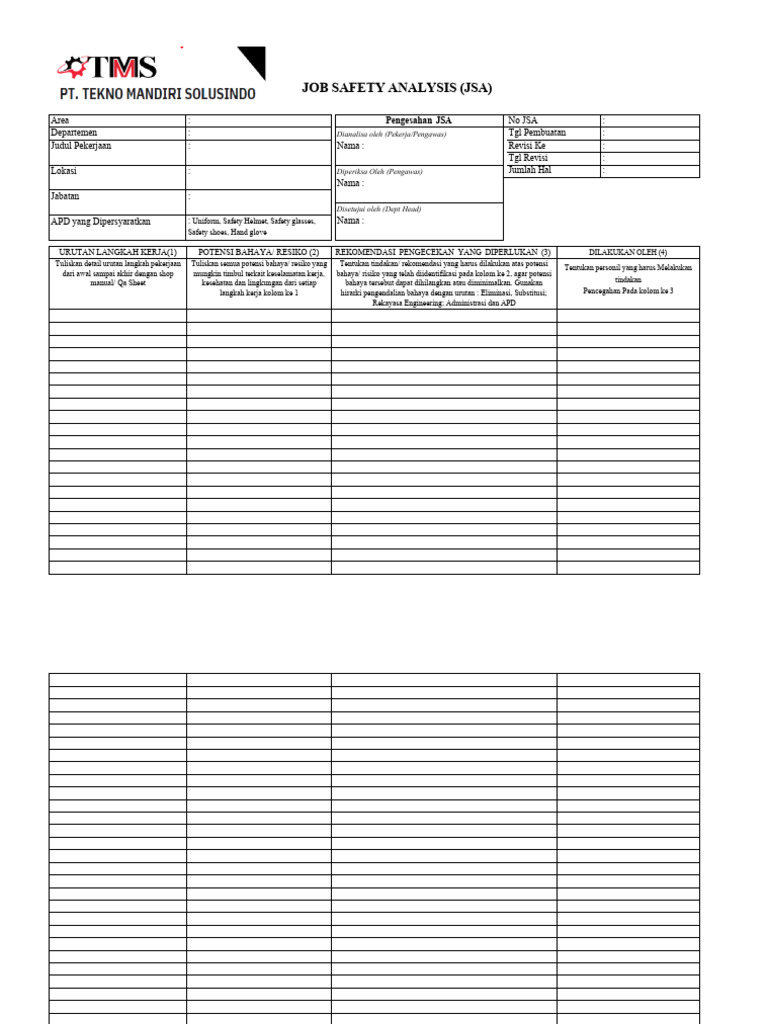 Analisis Keselamatan Kerja JSA | PDF
