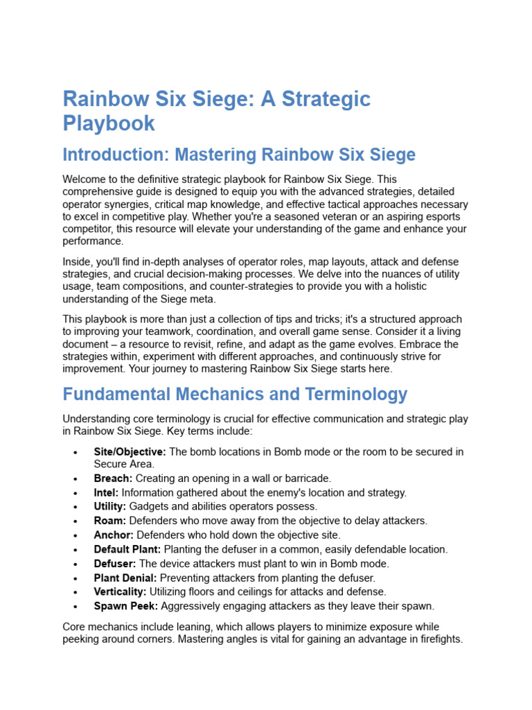 R6 Siege: Advanced Strategy Playbook | PDF | Siege | Communication
