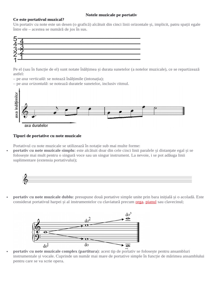 Notele Muzicale Pe Portativ | PDF