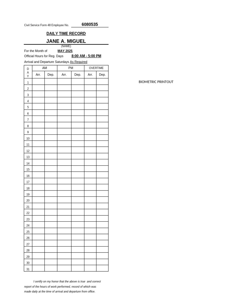 Daily Time Record and Accomplishment Report | PDF