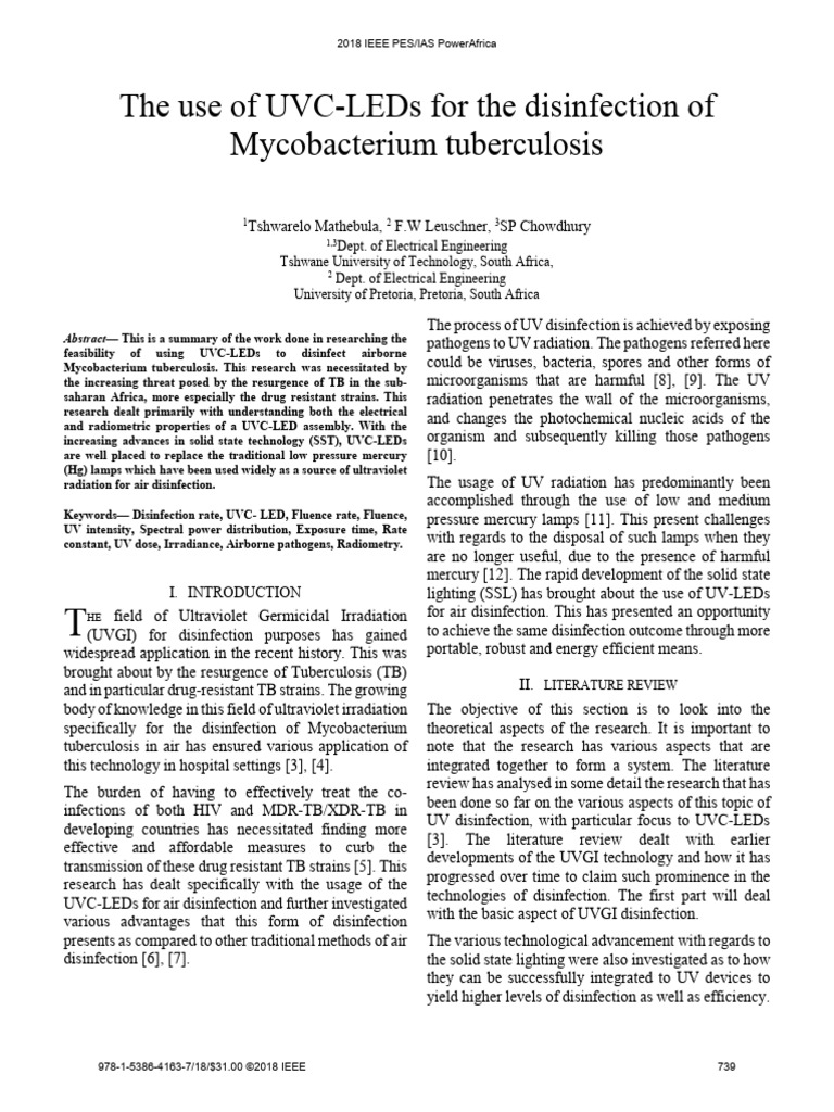 UVC-LEDs for Air Disinfection of TB | PDF | Ultraviolet | Tuberculosis