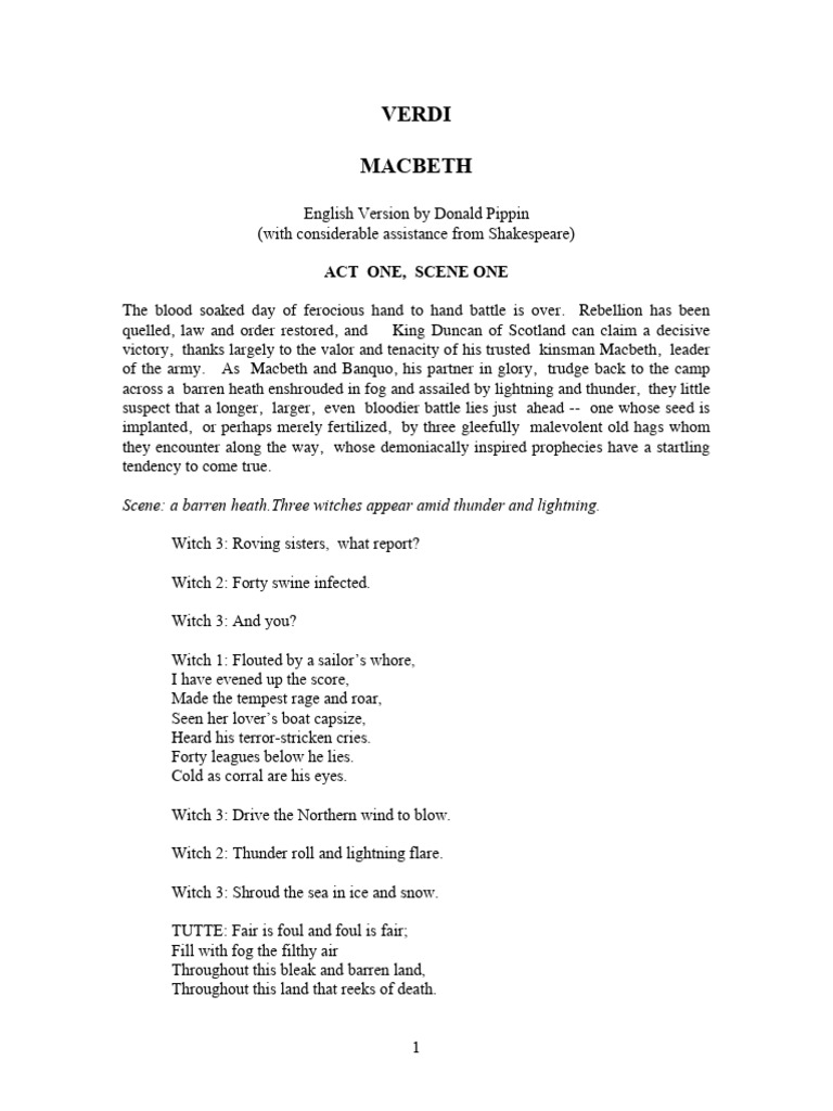 Macbeth: Act 1 Scene 1 Summary | PDF | Macbeth | Shakespearean Tragedies