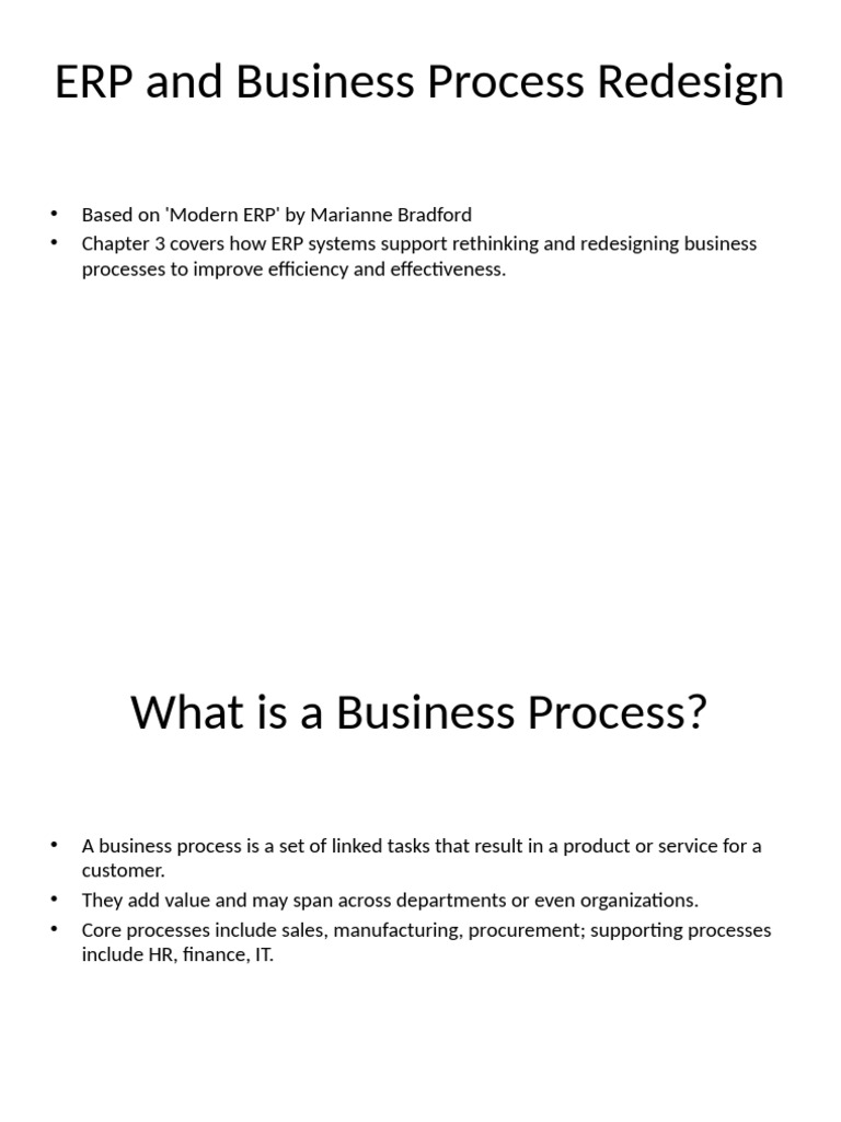 ERP in Business Process Redesign | PDF | Business Process | Enterprise ...