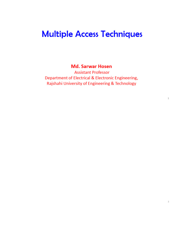 Overview of Multiple Access Techniques | PDF | Channel Access Method ...