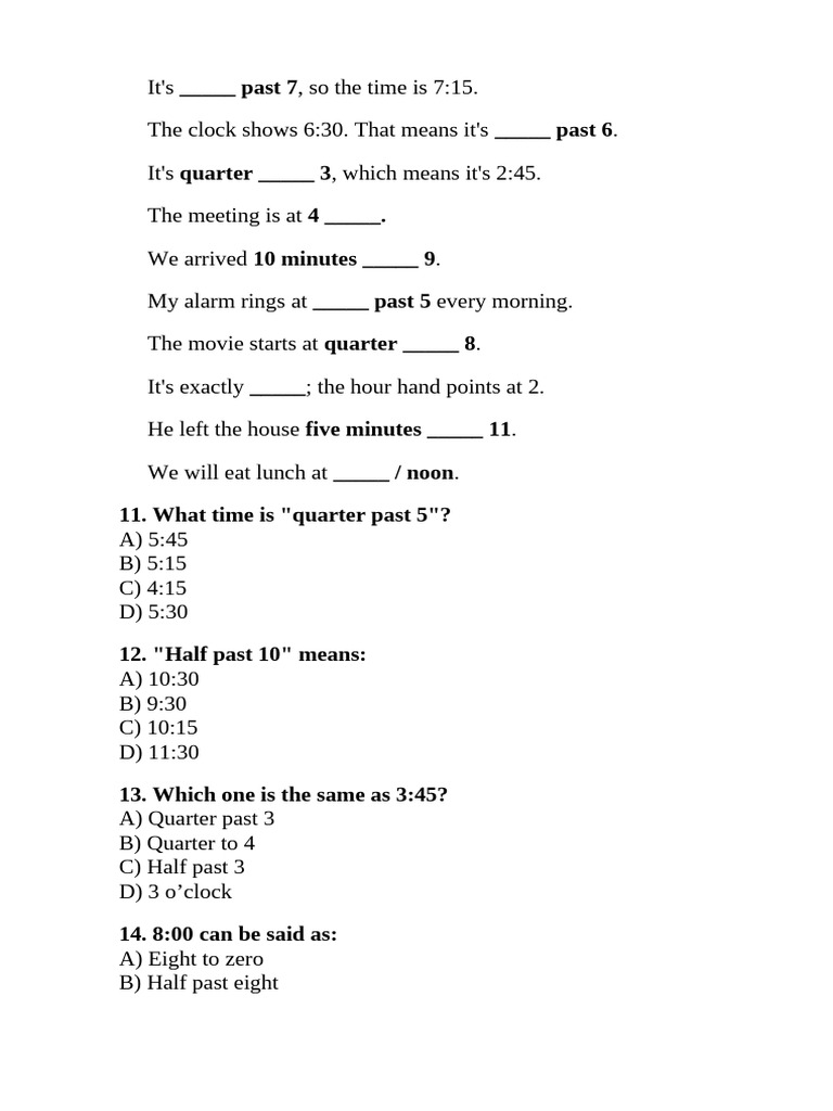 Time Tests | PDF