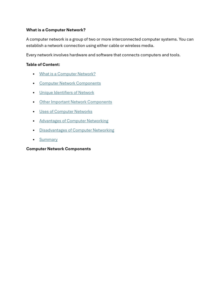 Overview of Computer Networks | PDF | Computer Network | Internet ...